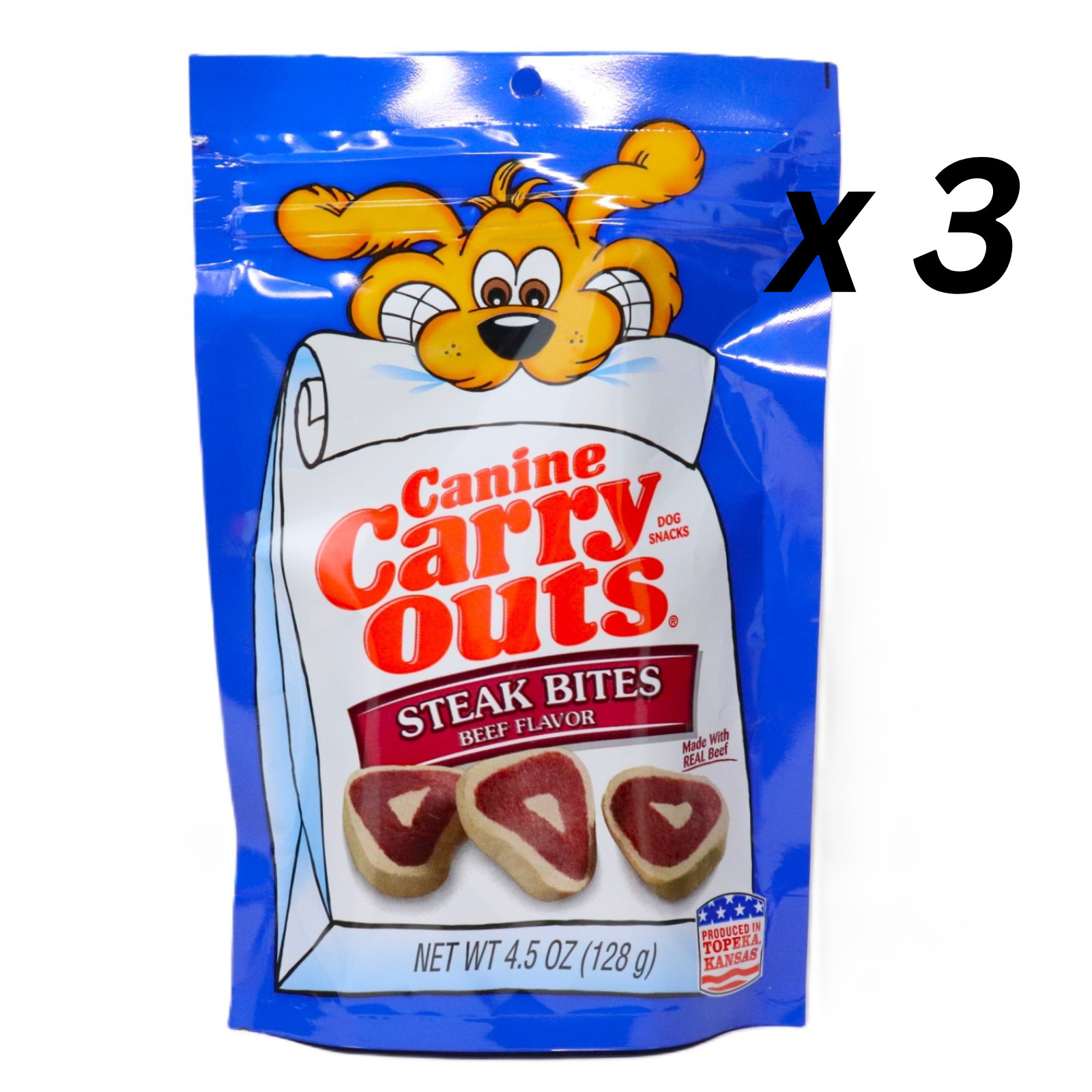 [Pack of 3] Canine Carry Outs Steak Bites Beef Flavor for Dog Snacks