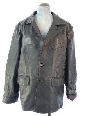 Stand Studio Sakko Echtleder Blazer schwarz Knöpfe Pattentaschen UK 14 16