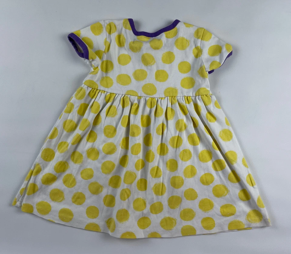 Vestido corto Hanna Andersson para niñas pequeñas 100 botones blancos amarillos a lunares Slv Foto 2 de 4