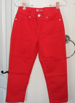 DG2 by Diane Gilman Stretch Red Crop Jean 4 Petite 