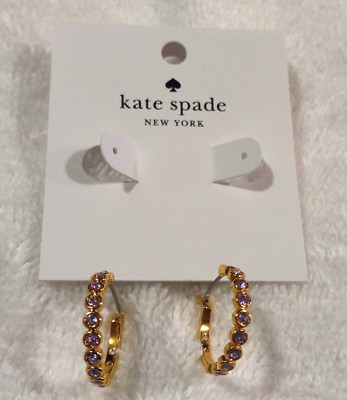 KATE SPADE FULL CIRCLE LIGHT AMETHYST PURPLE HUGGIES EARRINGS NWT