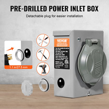 50 Amp Generator Cord Power Inlet Box Kit 15FT, NEMA 14-50P to SS2-50R, ETL