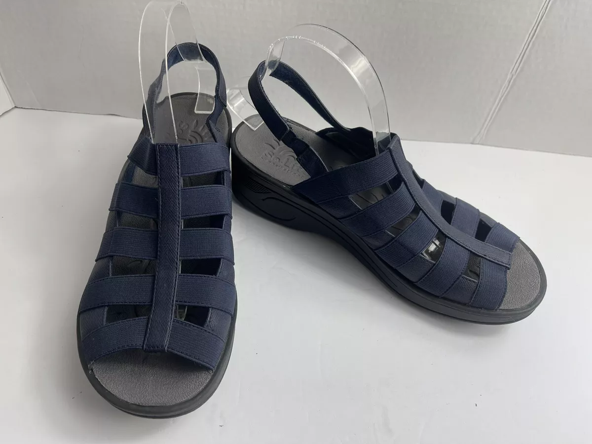 So Lite by Easy Street Women s Shoes Blue 10 M Strappy Slipon Slingback Sandals