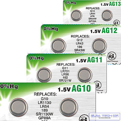 10 X AG2//196//LR59//GP96a//396 Qualitätsbatterien NEU 7,85 x 2,6mm