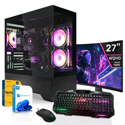 Gaming PC Set Ryzen 7 9800X3D Radeon RX 9060 XT 8GB 32GB 1TB NVMe Gaming Monitor