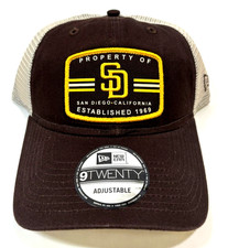 San Diego Padres MLB NE "Property Of" Trucker Snapback Hat~Brown