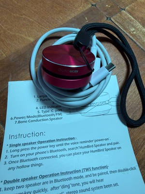 #ad #ad Dura MOBI Wirelessly BT Speaker Bone Conduction Red $14.99