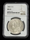 1885-O MORGAN SILVER DOLLAR NGC MS63