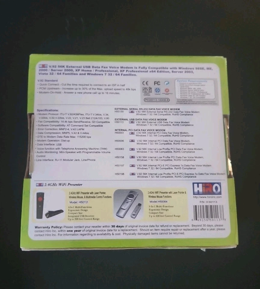 HiRO H50113 V92 56K External USB Data Fax Dial Up Internet Modem - Image 3 of 4