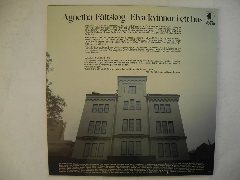 AGNETHA FÄLTSKOG Elva kvinnor i ett hus LP 1975 Sweden EX+ - Image 2 of 2