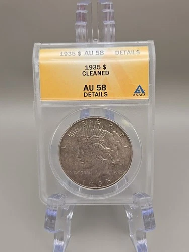 1935 $1 Peace Silver Dollar ANACS AU 58 - Cleaned