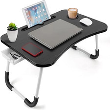 Foldable Lap Desk, 23.6In Lap Table Bed Tray, Lap Desk with Drawer,Cup Holder an