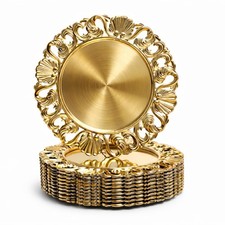 osgevei 13in Charger Plates Set of 12- Antique Gold Chargers for Dinner Plate...