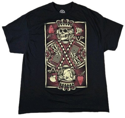 Mens DOM Skeleton King Of Spades Playing Card Short Sleeve T Shirt Black XL 