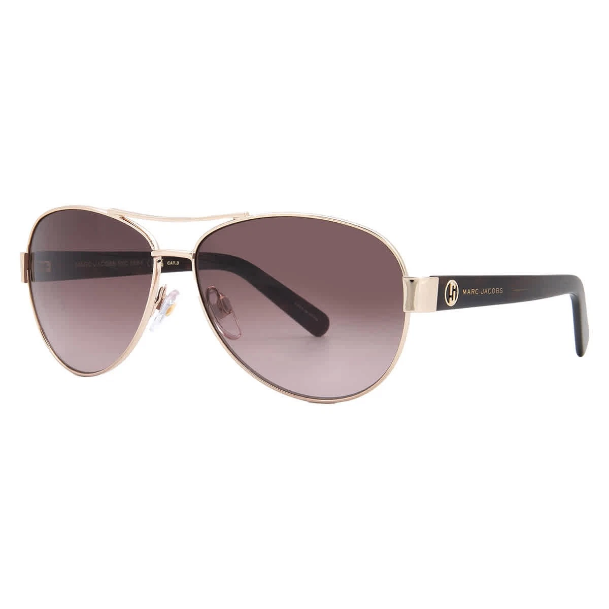 Marc Jacobs Aviator Sunglasses - Rose Gold Frame, Purple Lenses Gold Lightweight Flexible Aviator Gradient Sunglasses with  main image 2