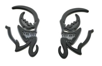 Pair Venomous Emblem 3D Venom Angry Agressive Venom Badges Replacement Black