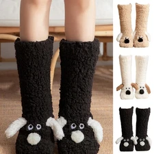 Fuzzy Slipper Socks For Women Cute Dog Women Winter Thick Slipper Socks
