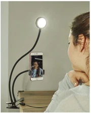 *OPEN BOX*Kikkerland Live Streaming Lighting Kit Phone Holder + Light! Clamp USB