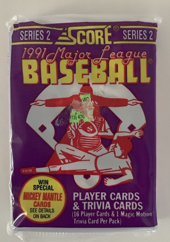 1991 Factory Sealed Score MLB Baseball Series 2 Pack (16 Cards + 1 Trivia Card)