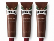 PRORASO Red Shaving Cream Tube Sandalwood Shea Butter Pack of 3
