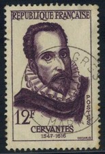 1957-Timbre France oblitéré-M.Cervantès-Poète-Stamp-Yv.1134