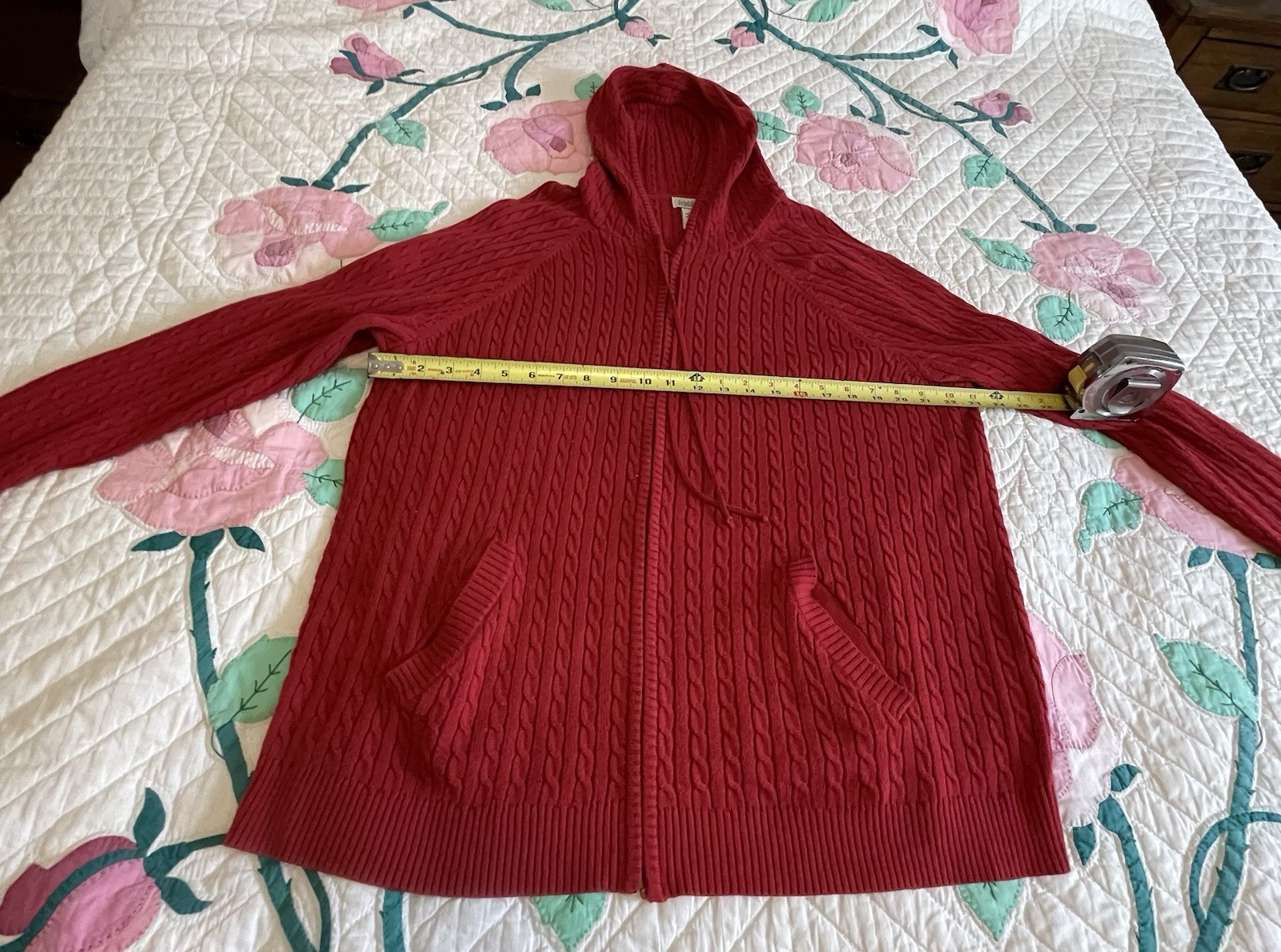 Classic Elements Red Classic Cable Knit  Zippered… - image 6