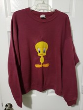 Vintage 1990s Looney Tunes Tweety Bird Maroon Crewneck Sweatshirt Size XXL