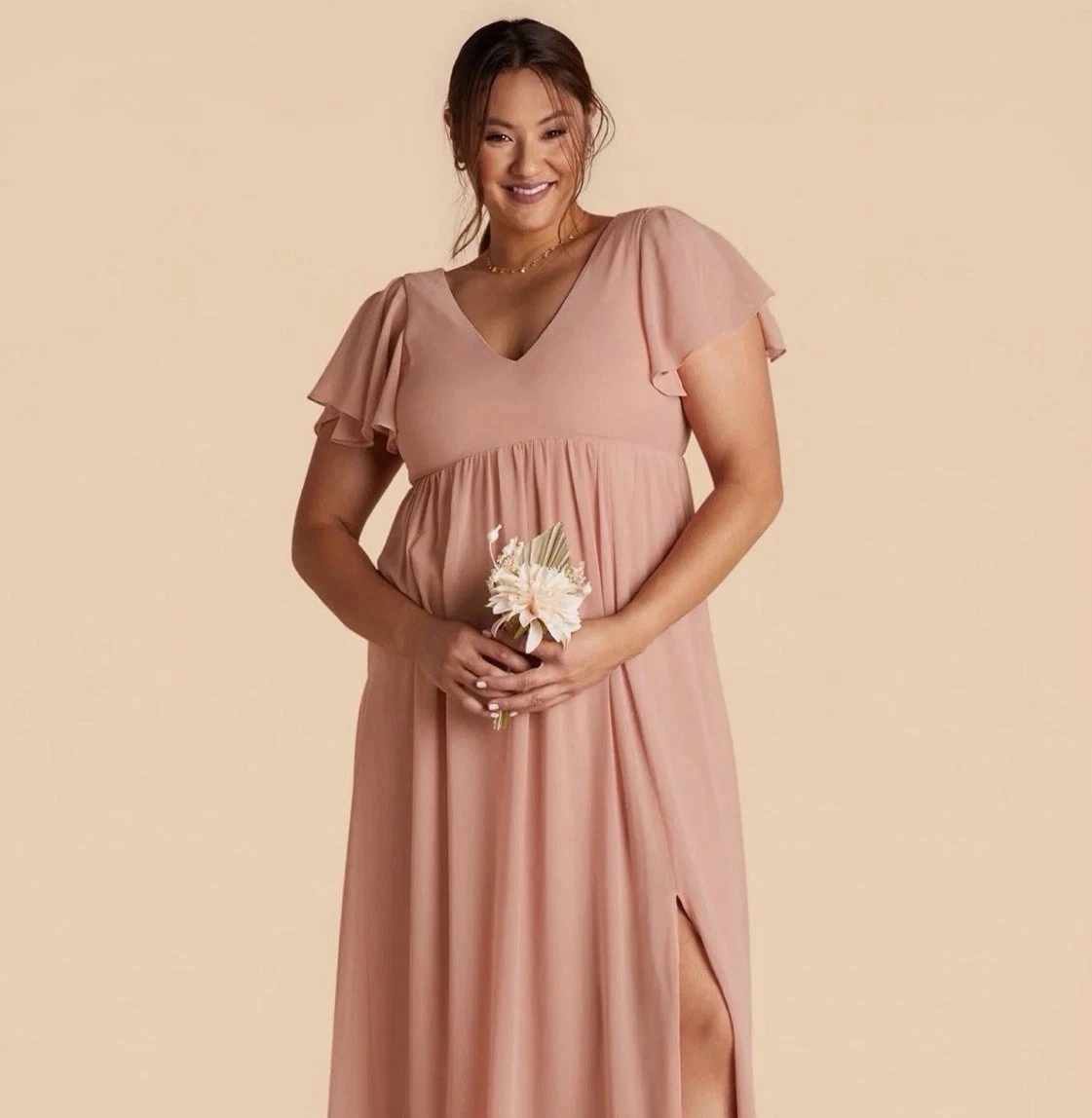 blue dress for baby girl V-Back Plus Size Chiffon Bridesmaid Dress