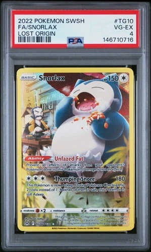 2022 POKEMON SWORD & SHIELD LOST ORIGIN #TG10 FULL ART/SNORLAX PSA 4