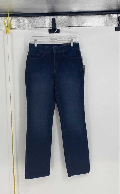 NYDJ Womens Blue Denim 5-Pocket Design Dark Wash Straight Leg Jeans Size 4P