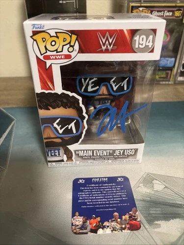 Jey Uso Signed WWE Funko Pop with COA #194 MAIN EVENT USO￼