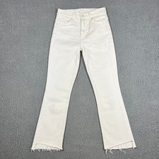 Mother The Insider Crop Step Fray Jeans Cream Puffs White 27 Made in USA