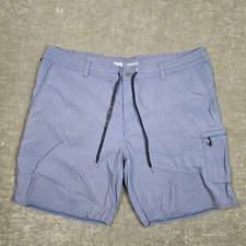 Pelagic Traverse Fishing Shorts Mens 44 Blue Nylon Drawstring Zip Pockets Cargo