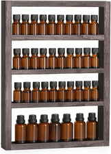 Essential Oil Storage Rack 4 Tier Wall Mounted Wooden Display Shelf Holder Nail