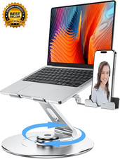 Laptop Stand with Phone Holder Adjustable Laptop Stand with 360 Rotating Base