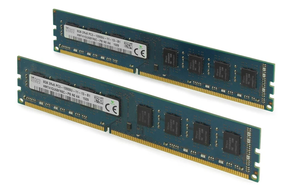 SK hynix 16GB KIt 2x 8GB DDR3 RAM | 2Rx8 PC3 12800U | 11-13-B1 | 1600Mhz | 1,5V 
