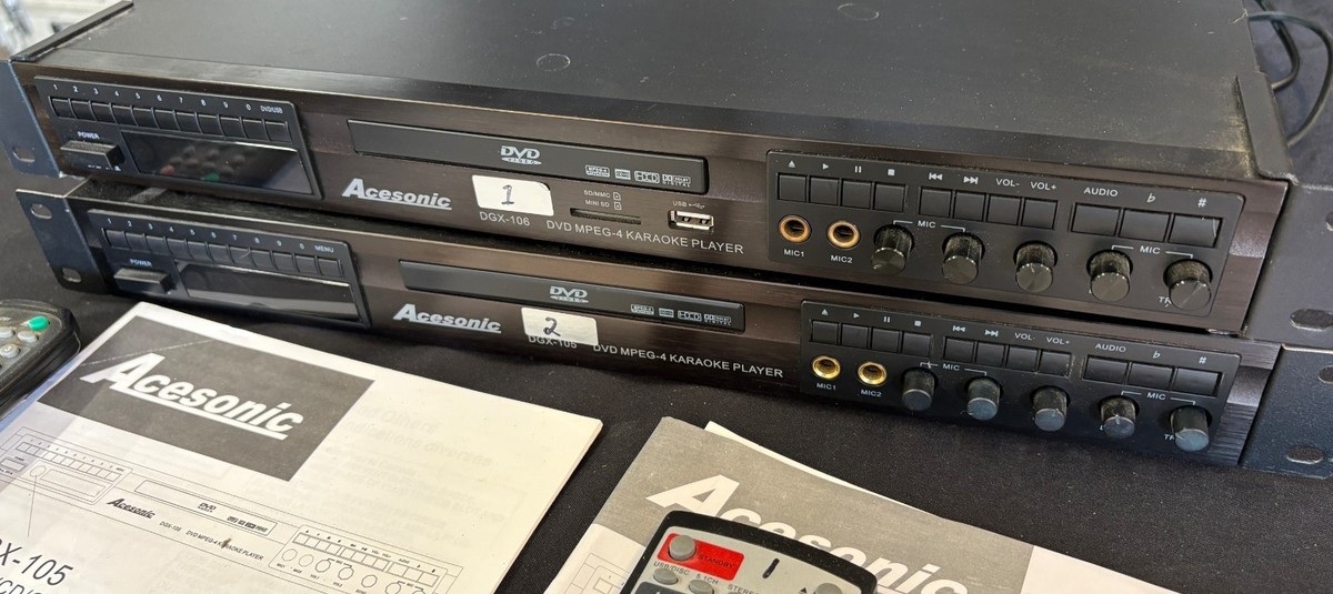 Pair of Acesonic DGX-106 DGX-105 DVD MPEG-4 Karaoke Players w