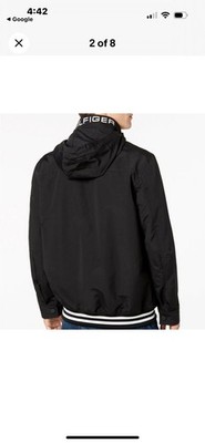 MEN'S TOMMY HILFIGER REGATTA YACHT JACKET WINDBREAKER STRIPED BLACK Large 