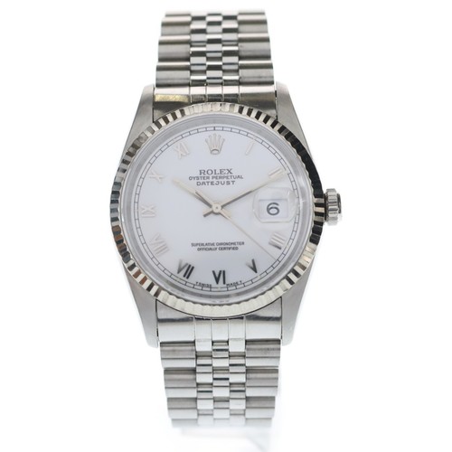 ROLEX 16234 Datejust White Roman Dial SS X WG AT Stainless Gold W Number Used 18