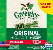 Greenies Original Dental Dog Treats 36 oz Pack - 36 Chews for Fresh Breath
