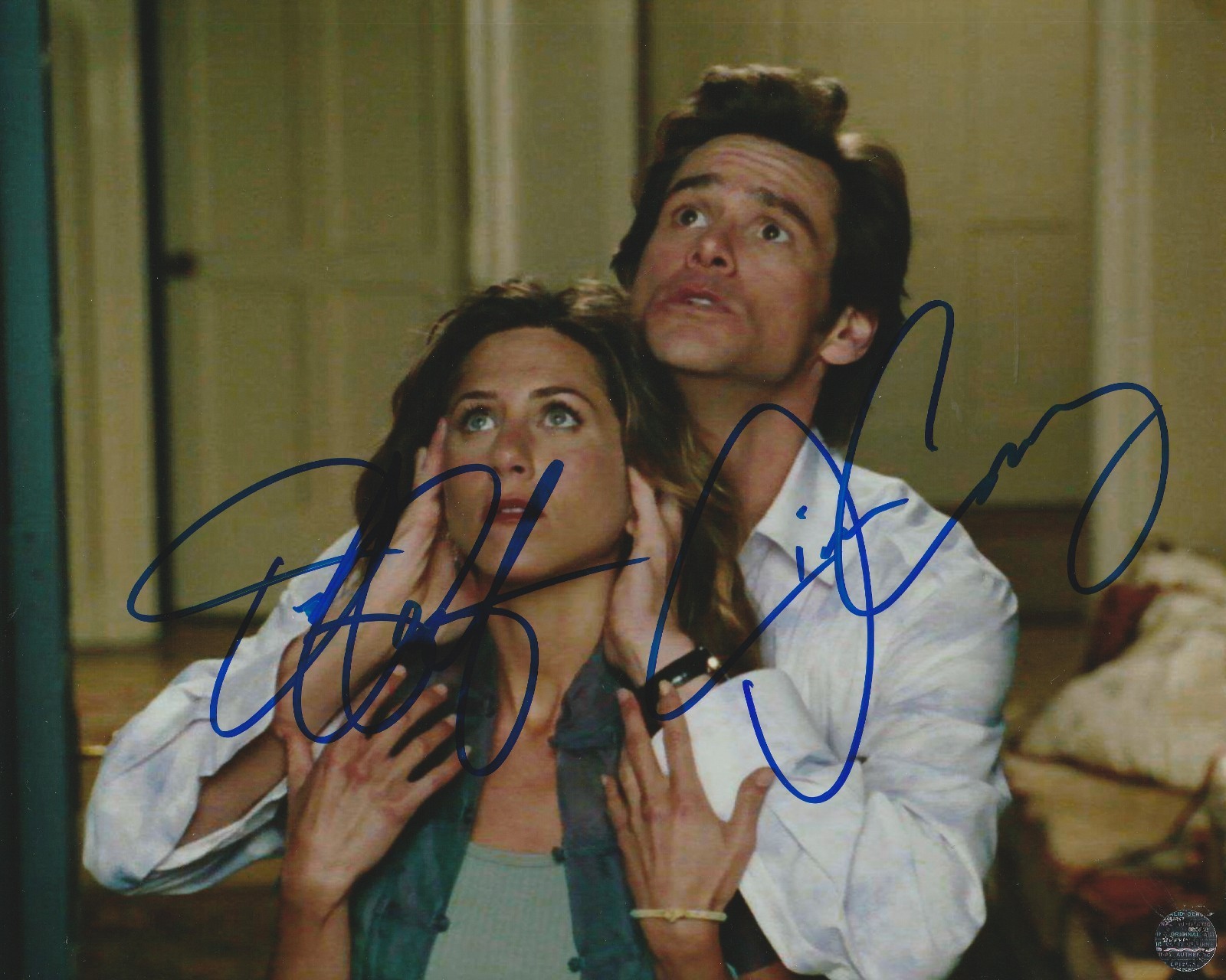 Jim Carrey & Jennifer Aniston Autographed Bruce Almighty 8x10 Photo/COA/Hologram