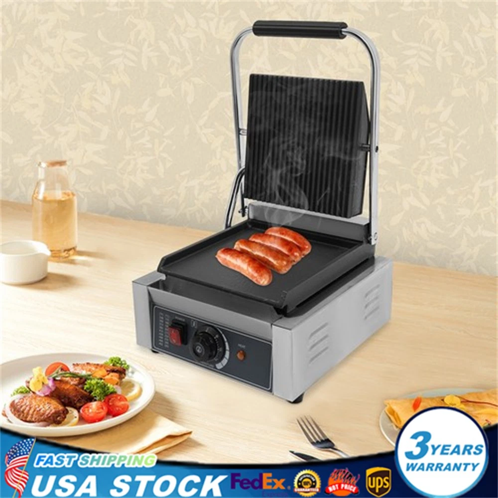 Commercial Panini Press Grill Electric Sandwich Maker Griddle Plate 8"x9" 1800W
Opens in a new windo