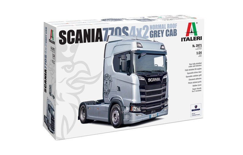 Scania S770 4x2 Italeri maquette camion 1/24 kit plastique cabine grise toit normal