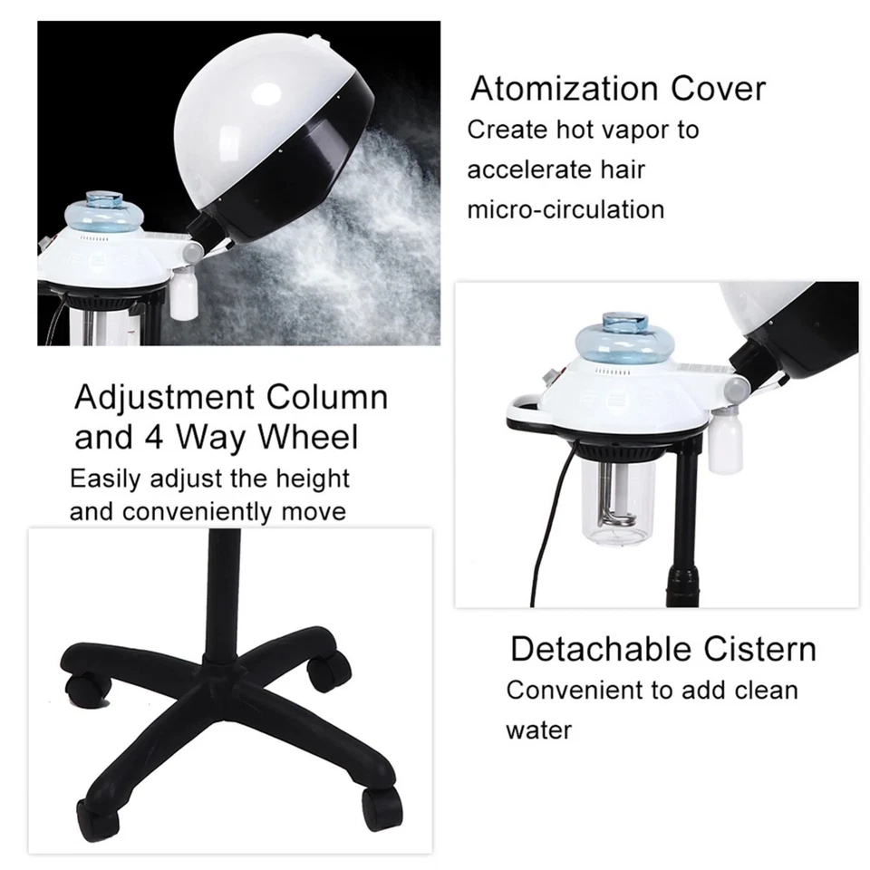 Professional Salon Hair Steamer Rolling Stand Base Beauty Hood Color Processor - Image 3 of 4