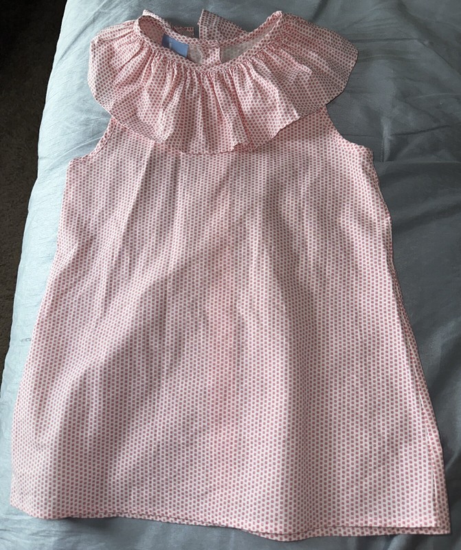 Bella Bliss Cotton Pink White Square Shape Girls Dress 8