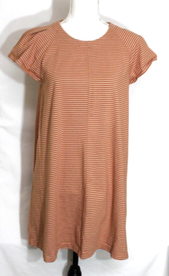 orange striped t shirt dress Orange White Striped Oversized T-Shirt Dress 2XS