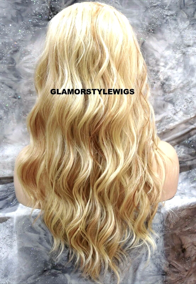 PELUCA COMPLETA FRONTAL ENCAJE PARTE GRATIS LARGA ONDULADA CAPAS RUBIO CLARO MEZCLA CALOR OK Foto 3 de 4
