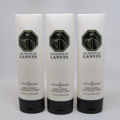 Les Notes de Lanvin (I VETYVER BLANC) 100 ml/ 3.4 oz Body Lotion (3 COUNT)