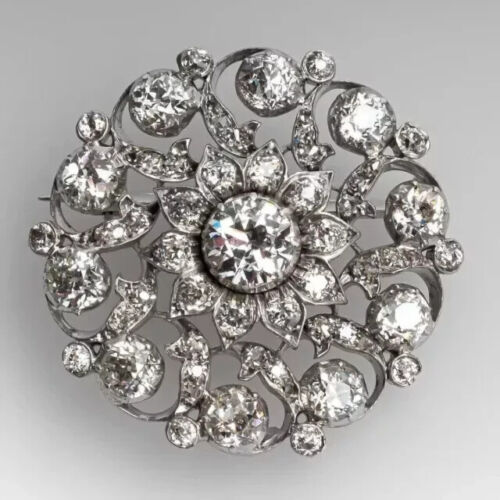 Broche prendedor de boda para hombre enchapado en oro blanco de 14 quilates corte redondo diamante creado en laboratorio - Imagen 3 de 5