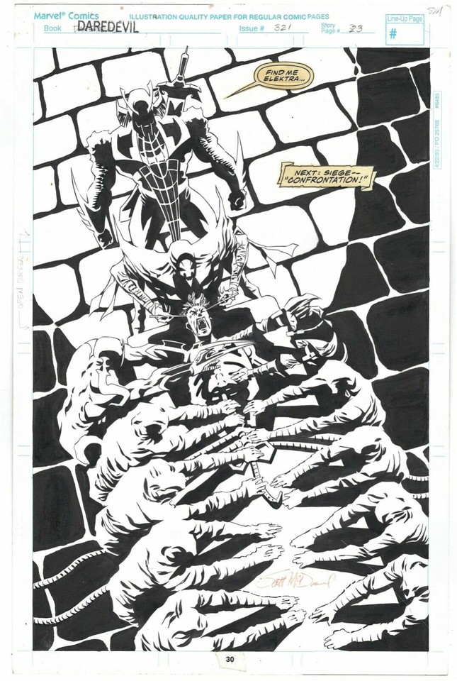 McDaniel DAREDEVIL 321 pg 23 HISTORIC DD RUN SPLASH AS HAND TORTURE GARRETT WOW Comic Art